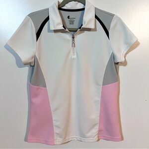 IZOD Cool FX Women’s Golf Shirt. 1/4 Zip Front. Colors White Pink Grey